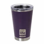 Ecolife COFFEE THERMOS Dark Purple 370ml - με διάφανο καπάκι
