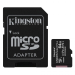 Kingston Micro Secure Digital 64GB microSDXC Canvas Select Plus 80R CL10 UHS-I Card + SD Adapter