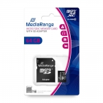 ΚΑΡΤΑ ΜΝΗΜΗΣ MediaRange Micro SDXC Class 10 With SD Adaptor 64 GB (eXtended Capacity) (MR955)