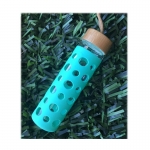 Ecolife Γυάλινο μπουκάλι Smash Τυρκουάζ 600ml- με προστατευτικό κάλυμμα σιλικόνης