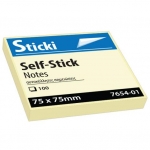 Αυτοκόλλητα χαρτάκια Sticki Κίτρινα 75x75mm 100φ 7654-01