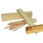 8 Ξυλομπογιές & χάρακας σε ξύλινη κασετίνα
