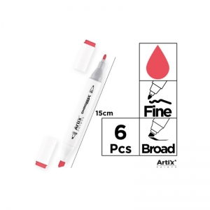 Μαρκαδόροι Οινοπνεύματος Artix Διπλοί Creative Markers 12 Coral Red