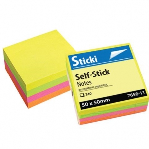Αυτοκόλλητος Κύβος Sticki 50x50mm Neon 240φ