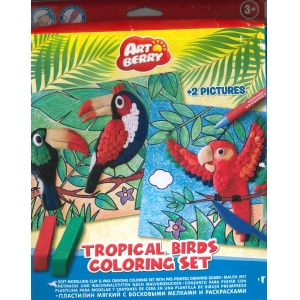 ErichKrause ArtBerry Tropical Birds Coloring Set Σετ Ζωγραφικής με 6 μαρκαδόρους και 2 3D καρτέλες