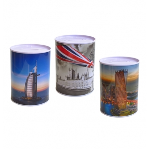 Μεταλλικός κουμπαράς με πόλεις