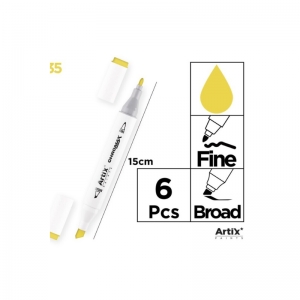Μαρκαδόροι Οινοπνεύματος Artix Διπλοί Creative Markers 35 Lemon Yellow
