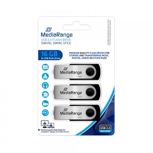 MediaRange USB flash drives, 16GB, Pack 3