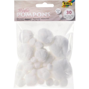 ΠΟΜ-ΠΟΜ POM-POM FOLIA ΛΕΥΚΑ ΑΣΟΡΤΙ 30τεμ. (Φ 1-5cm)